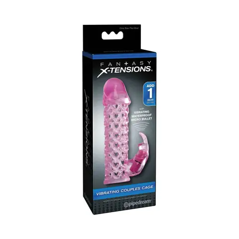 Fantasy X-tensions Vibrating Couples Cage 1 in. Extension Pink