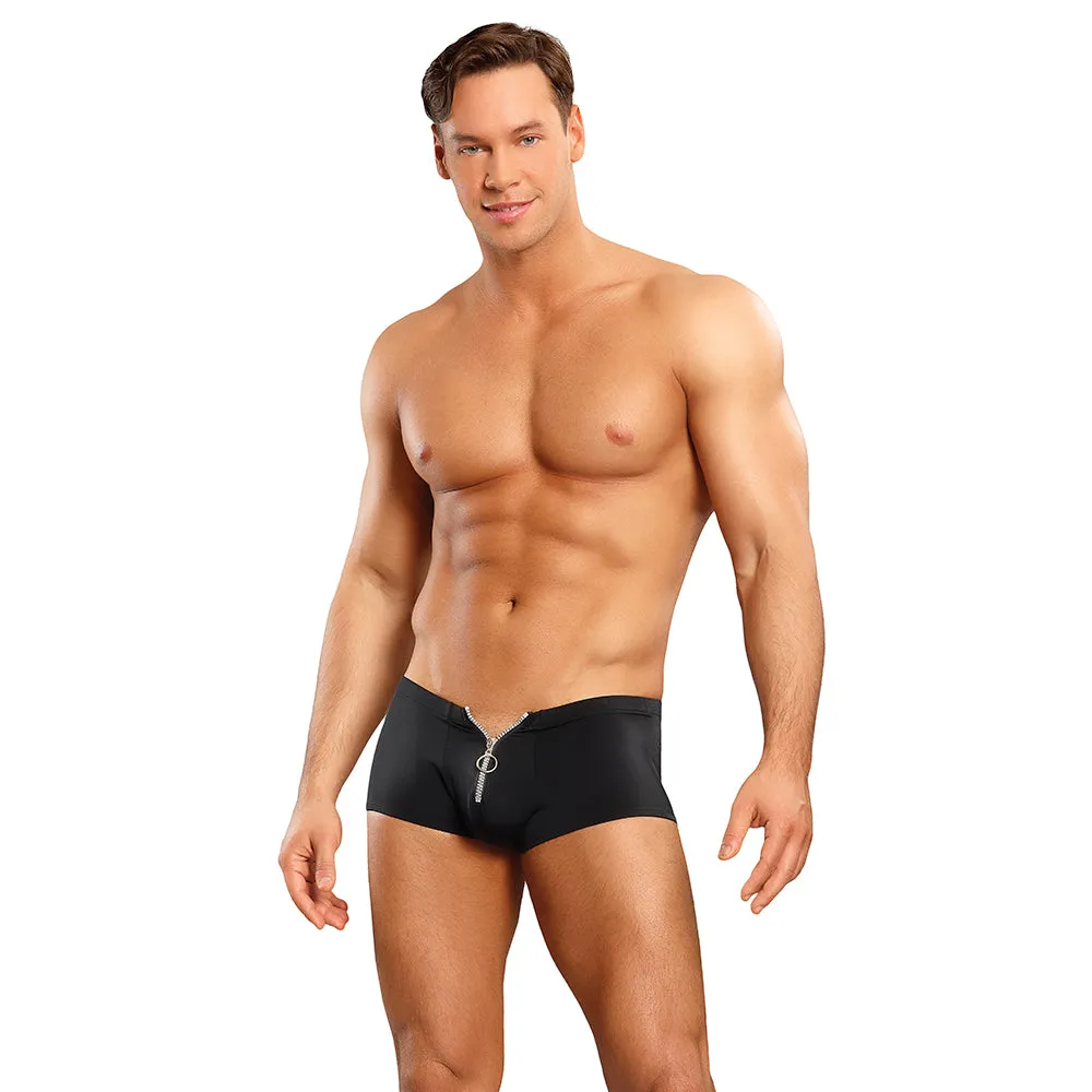 Male Power The Ultimate Duo CRR Zipper Short & Red Cock Ring Black S/M