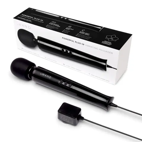 Le Wand Plug-In Vibrating Massager in Black