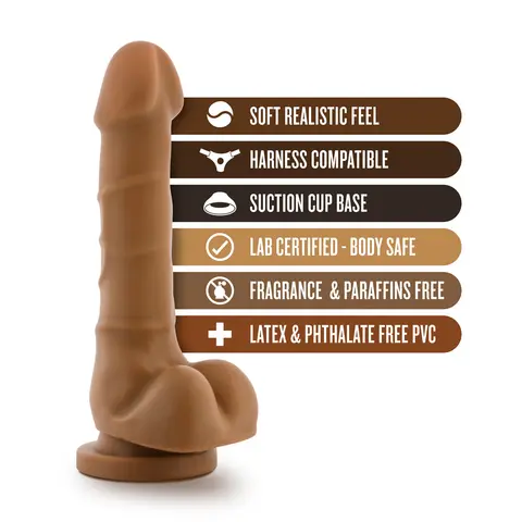 Dr. Skin Basic 7 Realistic 7.75 in. Dildo with Balls in Tan