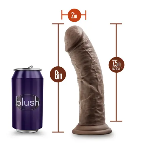 Dr. Skin Plus Thick 8 in. Triple Density Posable Dildo in Brown