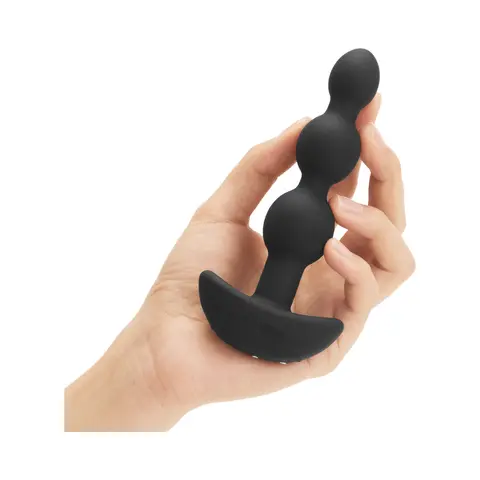 b-Vibe Triplet Rechargeable Remote-Controlled Vibrating Anal Beads Plug Black