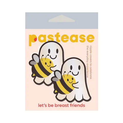 Pastease Boo-Bee Pasties: Kawaii Ghost with Bee Friend Nipple Covers