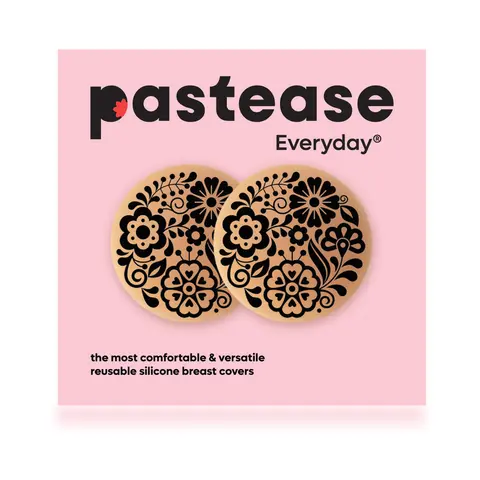 Pastease Halos Reusable Sticky Adhesive Silicone Nipple Cover Floral Nude Small A-C Cup
