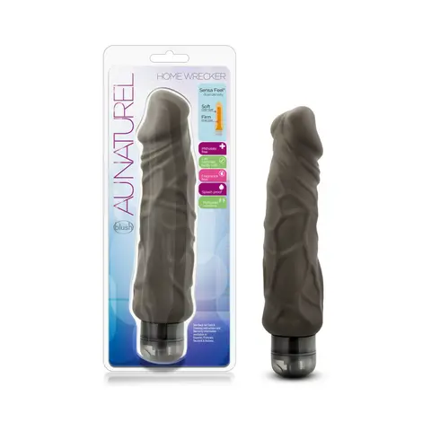 Au Naturel Home Wrecker 9.5 in. Dual Density Vibrating Dildo in Brown