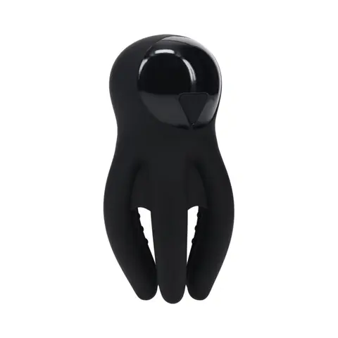 LEVELZ Digital Vibrating Silicone Penis Head Stimulator with Tentacles in Black