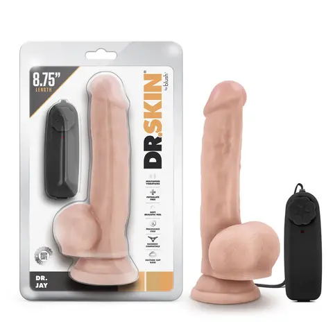 Dr. Skin Dr. Jay Realistic 8.75 in. Vibrating Dildo with Balls Beige