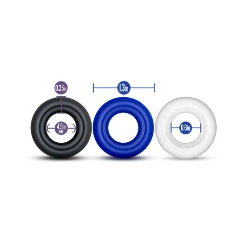 Stay Hard Donut Rings 3-Piece Cockring Set Assorted Colors