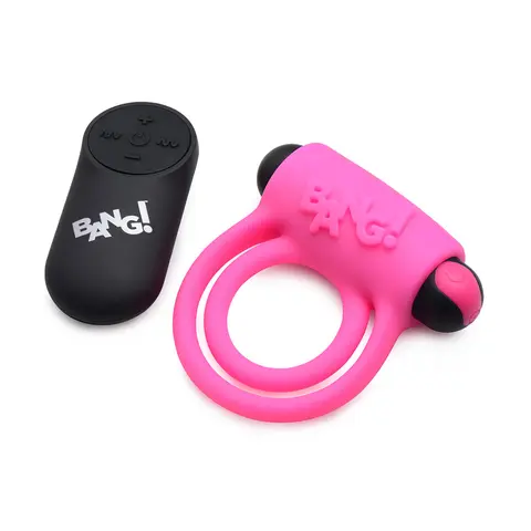 BANG! Silicone Cock Ring & Bullet with Remote Control in Pink
