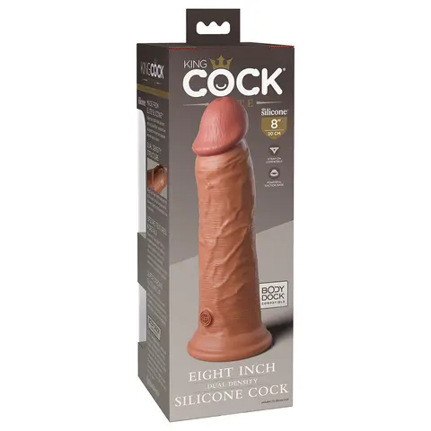 King Cock Elite 8 in. Dual Density Silicone Cock Realistic Dildo With Suction Cup in Tan