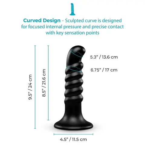 b-Vibe Krush 9.5 in. Curved & Ribbed Dildo with Suction Cup