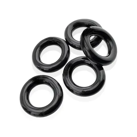 Hunkyjunk Jacker 5-Stack Five-Pack Tube Super-Strong Cockrings Black