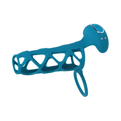 LEVELZ Vibrating Cage Silicone Cock Sleeve & Ball Ring in Teal