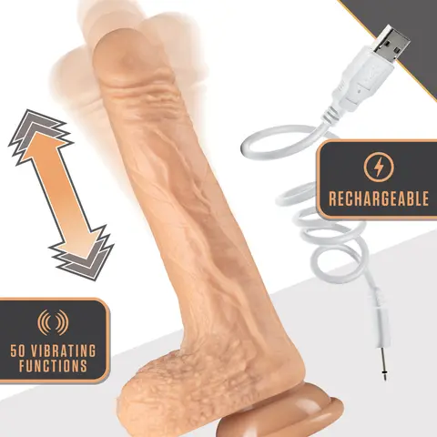 Dr. Skin Silicone Dr. Grey 7.75 in. Thrusting & Gyrating Dildo with Remote Control Beige