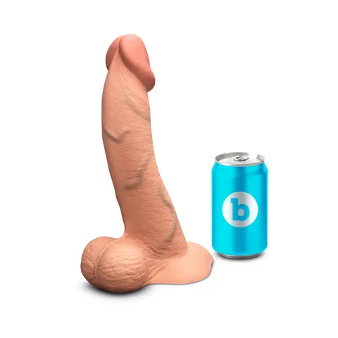 b-Vibe Slipskin Realistic Silicone Dildo 10 in. Curved in Mocha