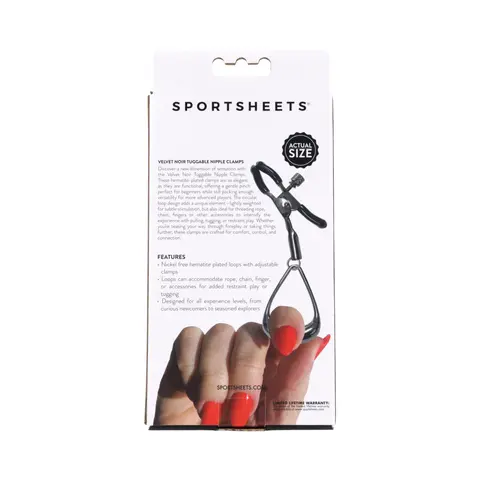 Sportsheets Velvet Noir Tuggable Nipple Clamps