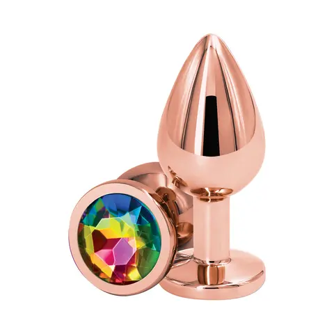 Rear Assets Rose Gold Anal Plug Medium in Rainbow