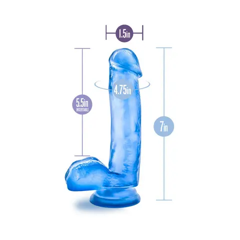 B Yours Sweet 'n Hard 1 Realistic 7 in. Dildo with Balls in Blue