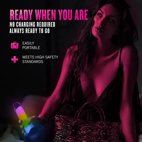 Neo Elite Glow-in-the-Dark Rainbow Rave 6.5 in. Silicone Dual Density Dildo