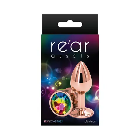 Rear Assets Rose Gold Anal Plug Small in Rainbow