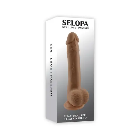 Selopa Natural Feel Flexskin Bendable Dildo with Moving Material 7 in. in Dark