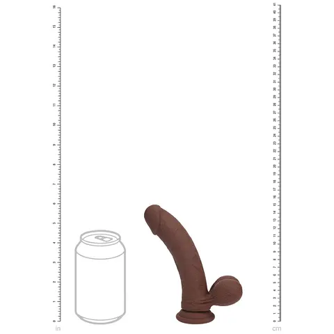 Realrock Realistic Dual Density Vibrating Silicone Dildo with Weighted Balls 6 in. in Brown