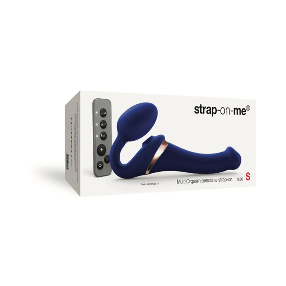 Strap-On-Me Rechargeable Remote-Controlled Multi Orgasm Bendable Strapless Strap-On Night Blue Small in Blue