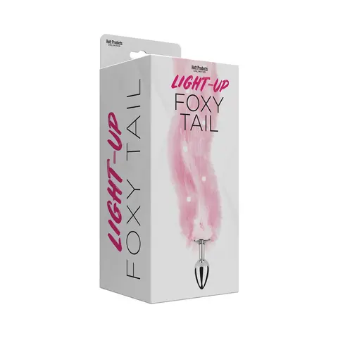 Foxy Tail Light Up Faux Fur Butt Plug With Multicolored Light Pattern in Pink