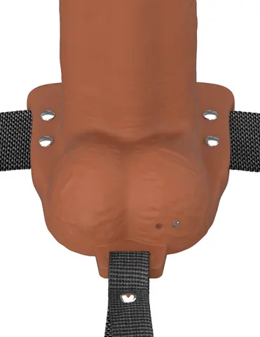 Fantasy X-Tensions Elite Vibrating Hollow Silicone Strap-On 7 in. in Brown