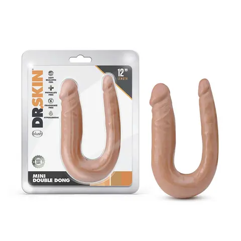 Dr. Skin Mini Double Dong Realistic 12 in. Dual-Ended Dildo in Tan