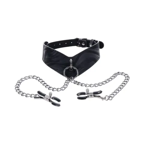Sportsheets Velvet Noir Collar & Removable Clamps
