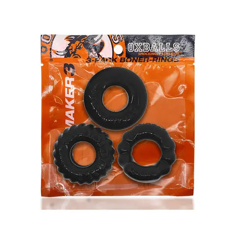 OxBalls Bonemaker 3-Pack Boner Cockring Kit FLEXtpr in Black