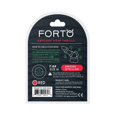 Forto F-64 Wide Liquid Silicone Cockring Medium in Red