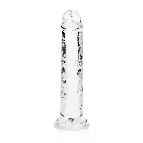 RealRock Crystal Clear Straight 6 in. Dildo Without Balls in Clear