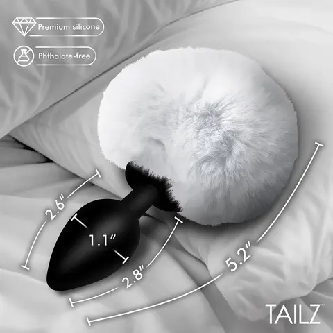 Tailz Fluffy Bunny Tail Silicone Plug in White
