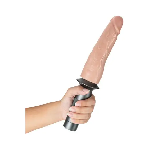 Blush Lock On Karbonite Realistic 7.75 in. Dildo with Handle & Suction Cup Adapter in Beige