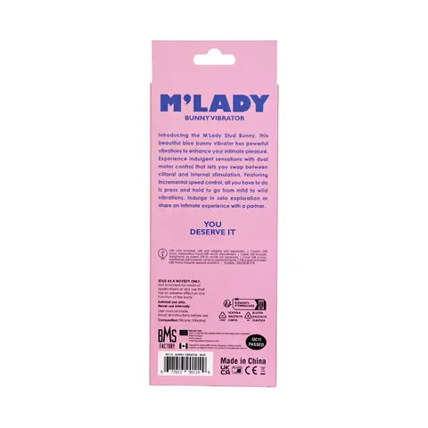 M'Lady Bunny Vibrator 6 in. Blue