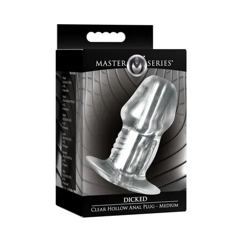 Master Series Dicked Clear Hollow Anal Plug Medium