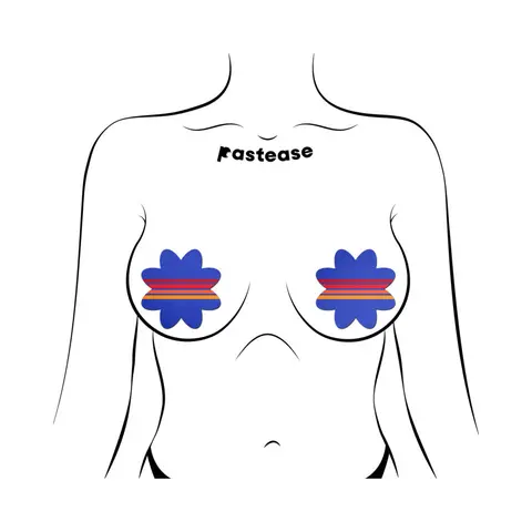 Pastease Vibrant Retro Stripes on Blue Petal Breast Pasties