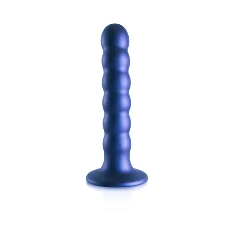 Ouch! Beaded Silicone 5 in. G-Spot Dildo Metallic Blue