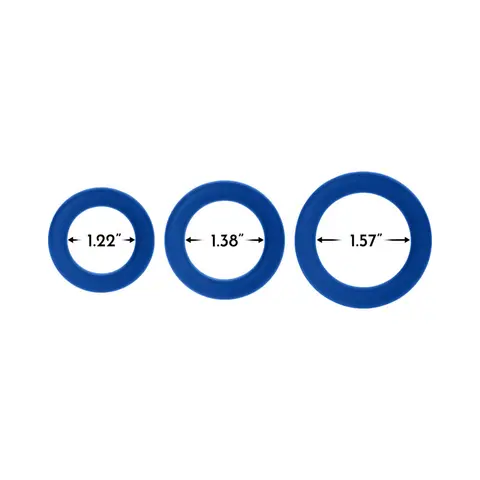 Forto F-61 3-Piece Silicone Cockring Set in Blue