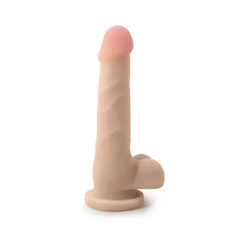 Au Naturel 7 in. Sam Posable Dual Density Dildo with Balls Beige