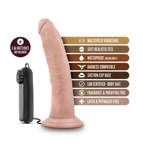 Dr. Skin Dr. Dave Realistic 7 in. Vibrating Dildo in Beige