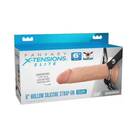 Fantasy X-Tensions Elite Hollow Silicone Strap-On 6 in. in Light