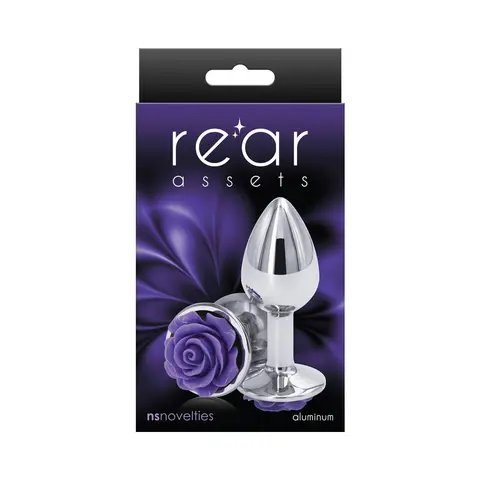 Rear Assets Rose Anal Plug Small in Purple