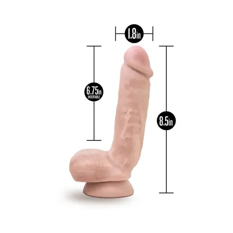 Dr. Skin Glide Realistic 8.5 in. Self-Lubricating Dildo with Balls in Beige
