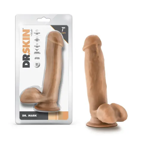 Dr. Skin Dr. Mark 7 in. Dildo with Balls in Tan
