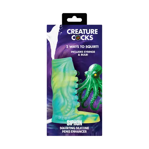 Creature Cocks Siphon Tentacle Squirting Silicone Penis Enhancer in Green