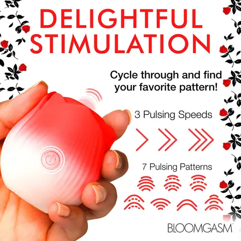 Bloomgasm Pulsing Petals Throbbing Rose Stimulator in Red