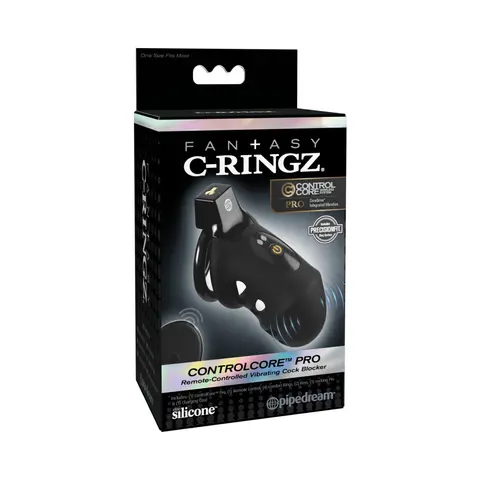Fantasy C-Ringz ControlCore Pro Remote Vibrating Cock Blocker Black
